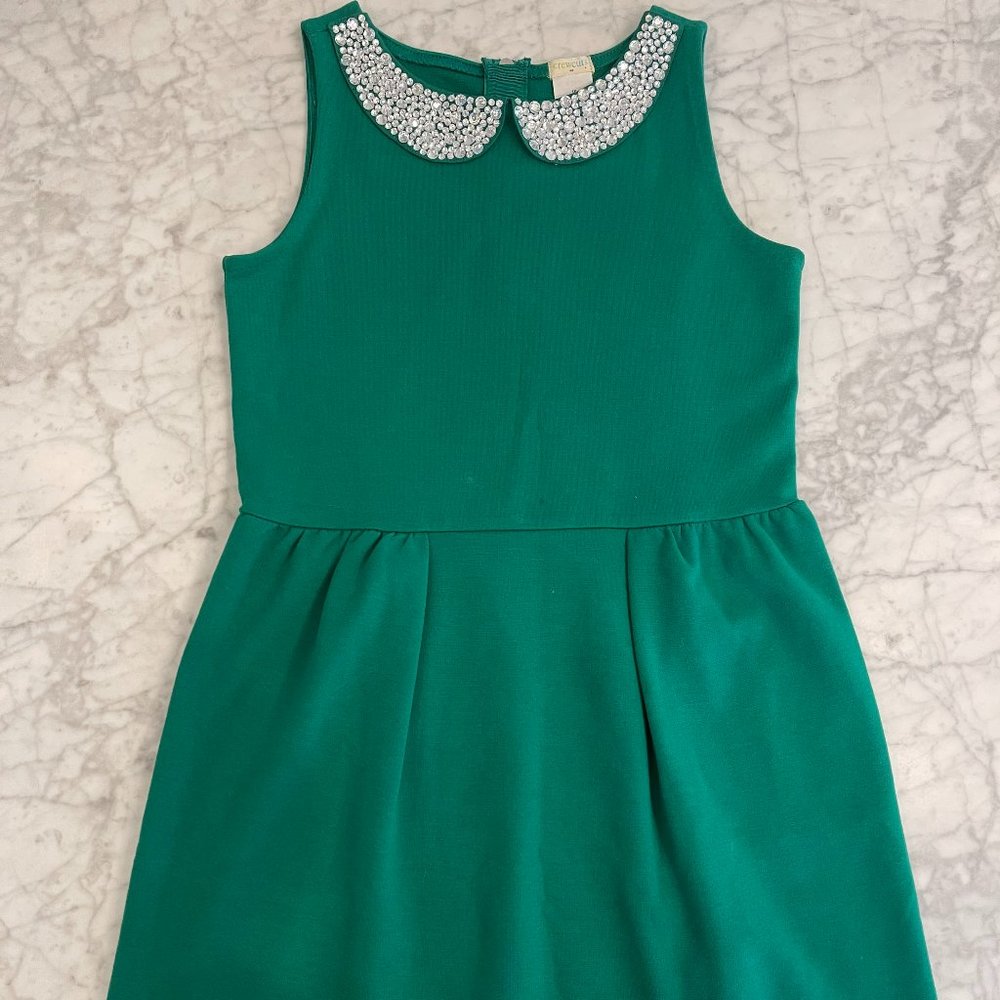 J. Crew Crewcuts Emerald Green Ponte Dress with Jeweled Collar